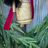 Norfolk pine front door wreath with brass bells, winter wreath, Christmas door wreath, gift for home decor lovers, perfect for winter season