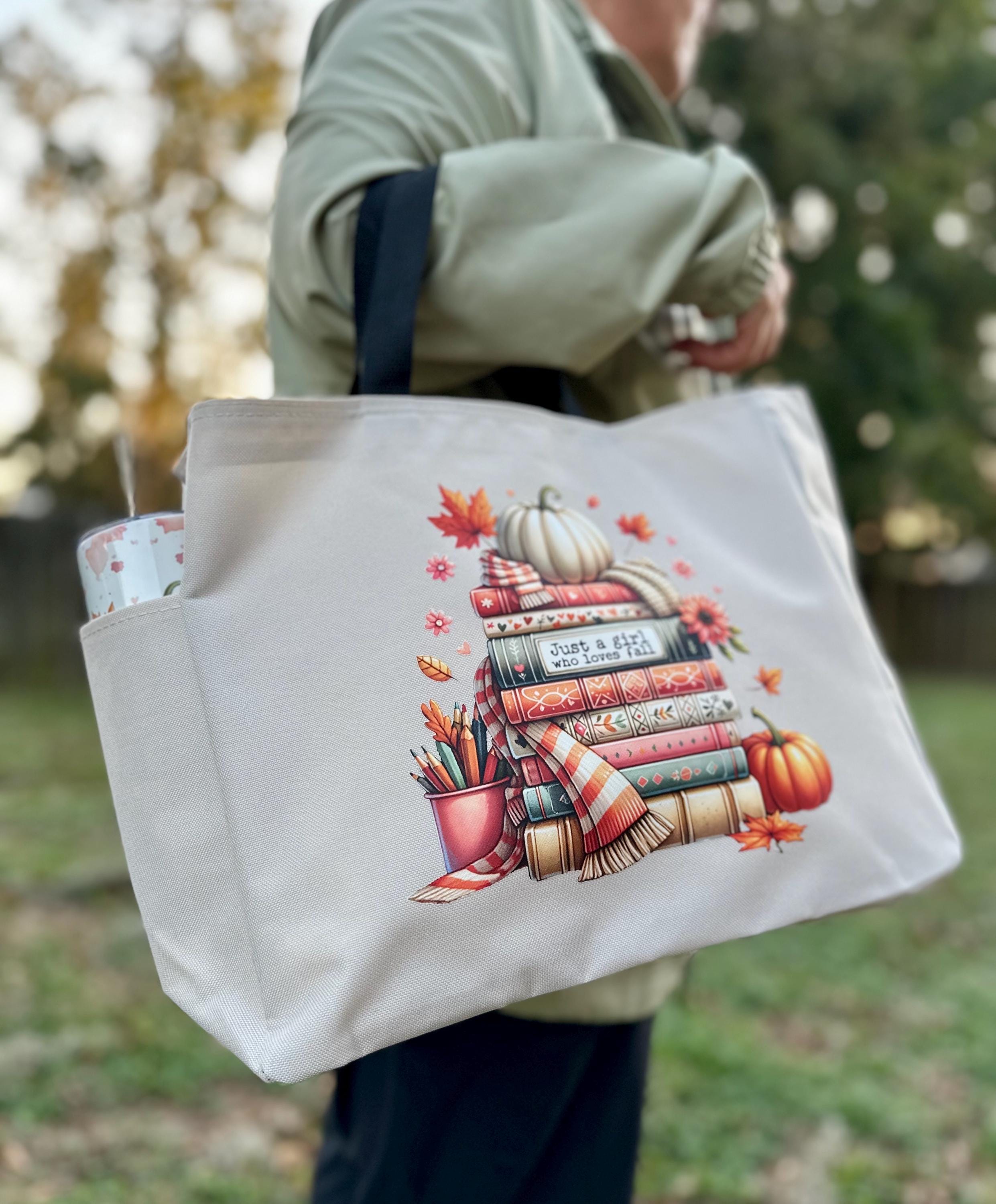 Personalized Fall Book Lover s Tote Bag