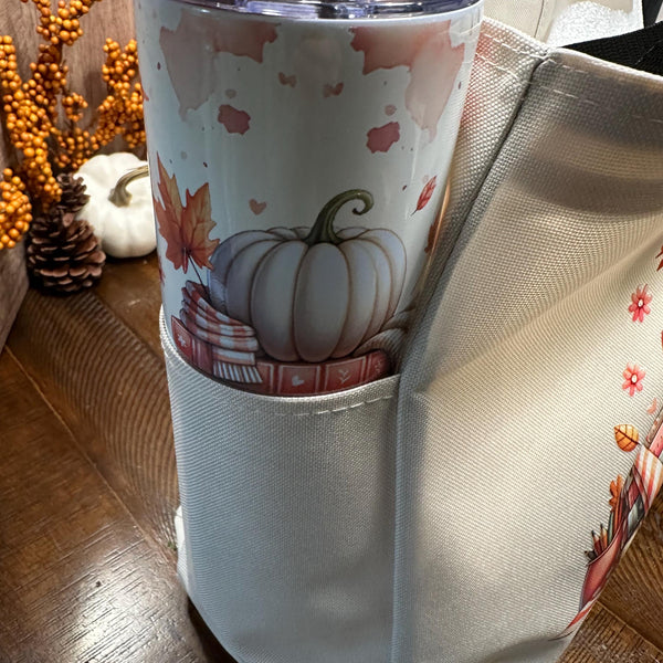 Personalized fall tumbler, book and fall lovers cup with lid and straw. Matching accessories.