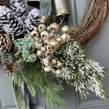 Winter front door wreath, holiday wreath, Glamorous modern wreath, home decor gift, sparkling snowy door decor