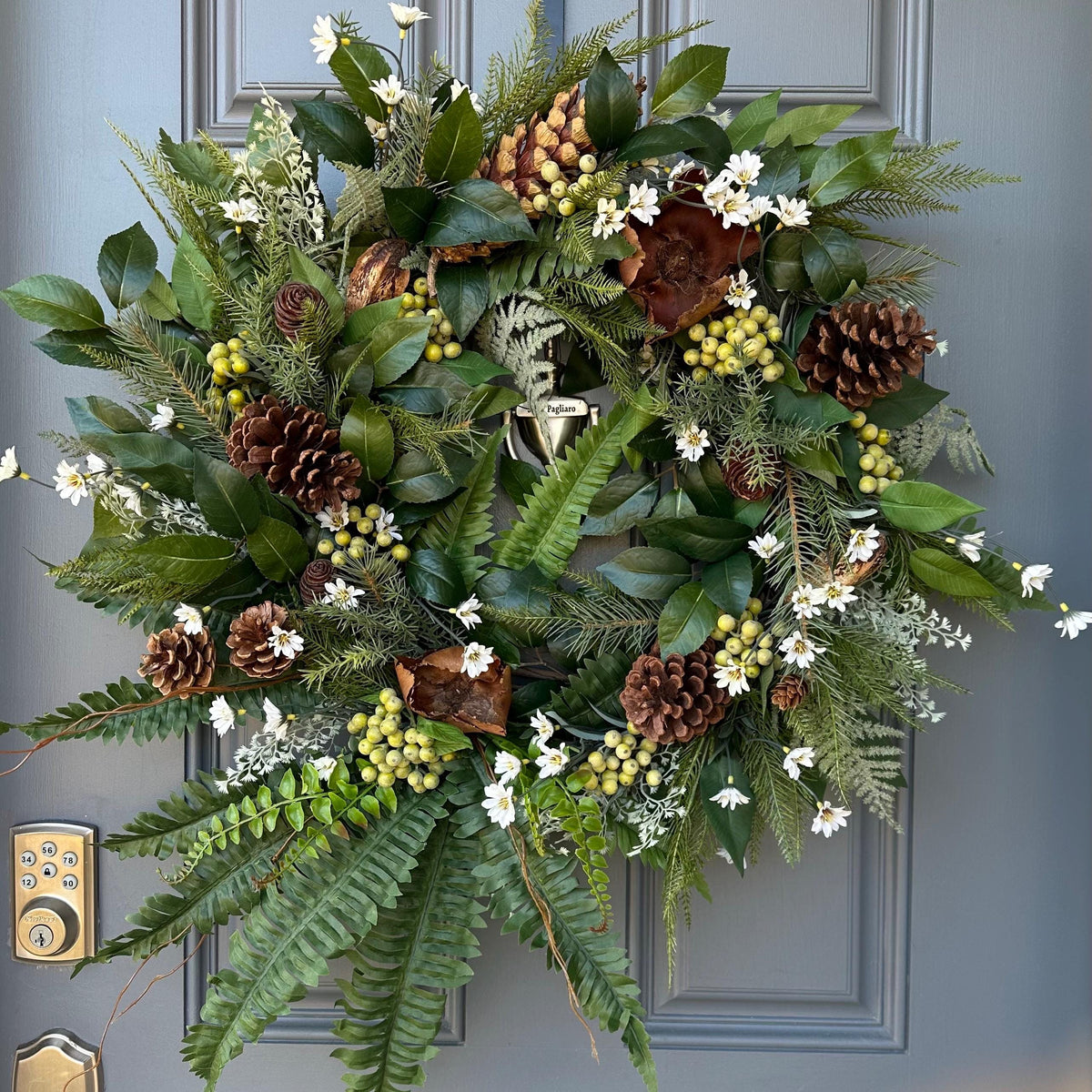 Year round greenery wreath, artificial, housewarming gift,