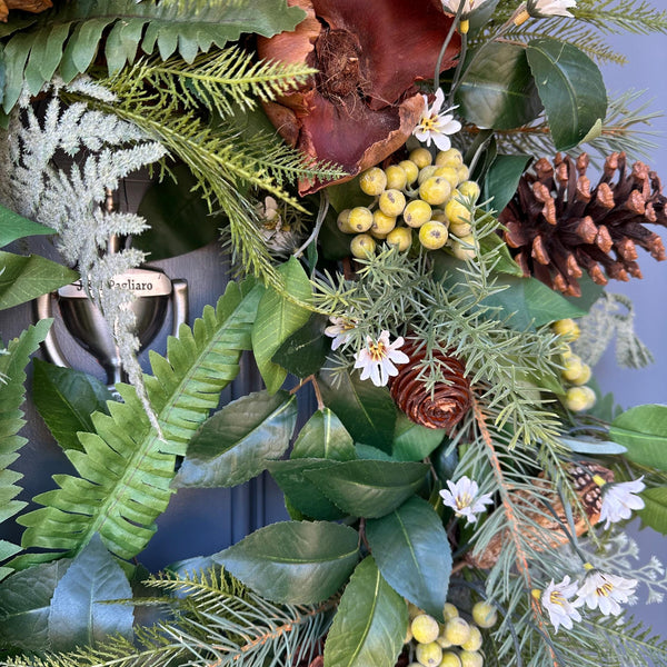 Year round greenery wreath, artificial, housewarming gift,