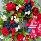 Red, White and Blue Front Door Wreath, Faux Wreath, Home Decor Wreath For Women