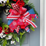 Red, White and Blue Front Door Wreath, Faux Wreath, Home Decor Wreath For Women