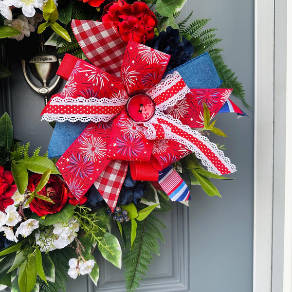 Red, White and Blue Front Door Wreath, Faux Wreath, Home Decor Wreath For Women