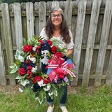 Red, White and Blue Front Door Wreath, Faux Wreath, Home Decor Wreath For Women