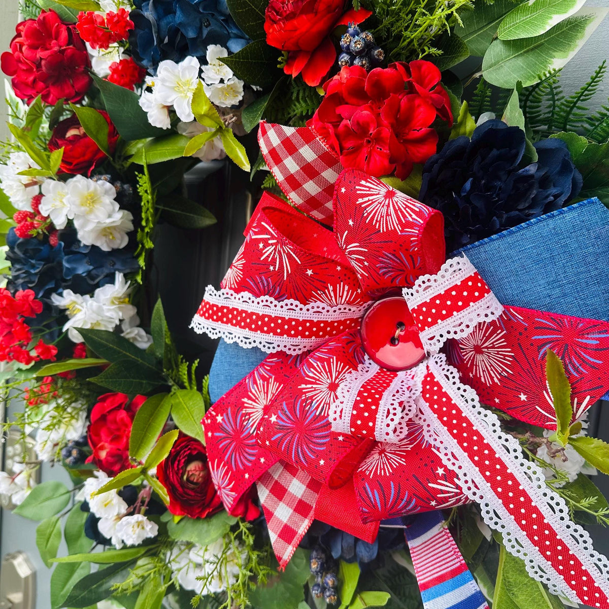 Red, White and Blue Front Door Wreath, Faux Wreath, Home Decor Wreath For Women
