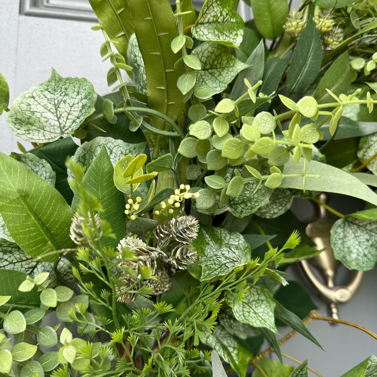 Eucalyptus year round greenery front door wreath comes with a 4th of July bow which can easily be changed for every season and holiday