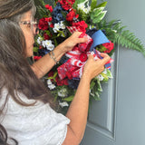 Red, White and Blue Front Door Wreath, Faux Wreath, Home Decor Wreath For Women