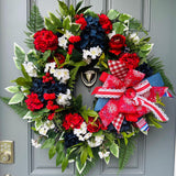 Red, White and Blue Front Door Wreath, Faux Wreath, Home Decor Wreath For Women
