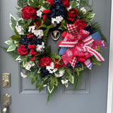 Red, White and Blue Front Door Wreath, Faux Wreath, Home Decor Wreath For Women