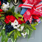Red, White and Blue Front Door Wreath, Faux Wreath, Home Decor Wreath For Women