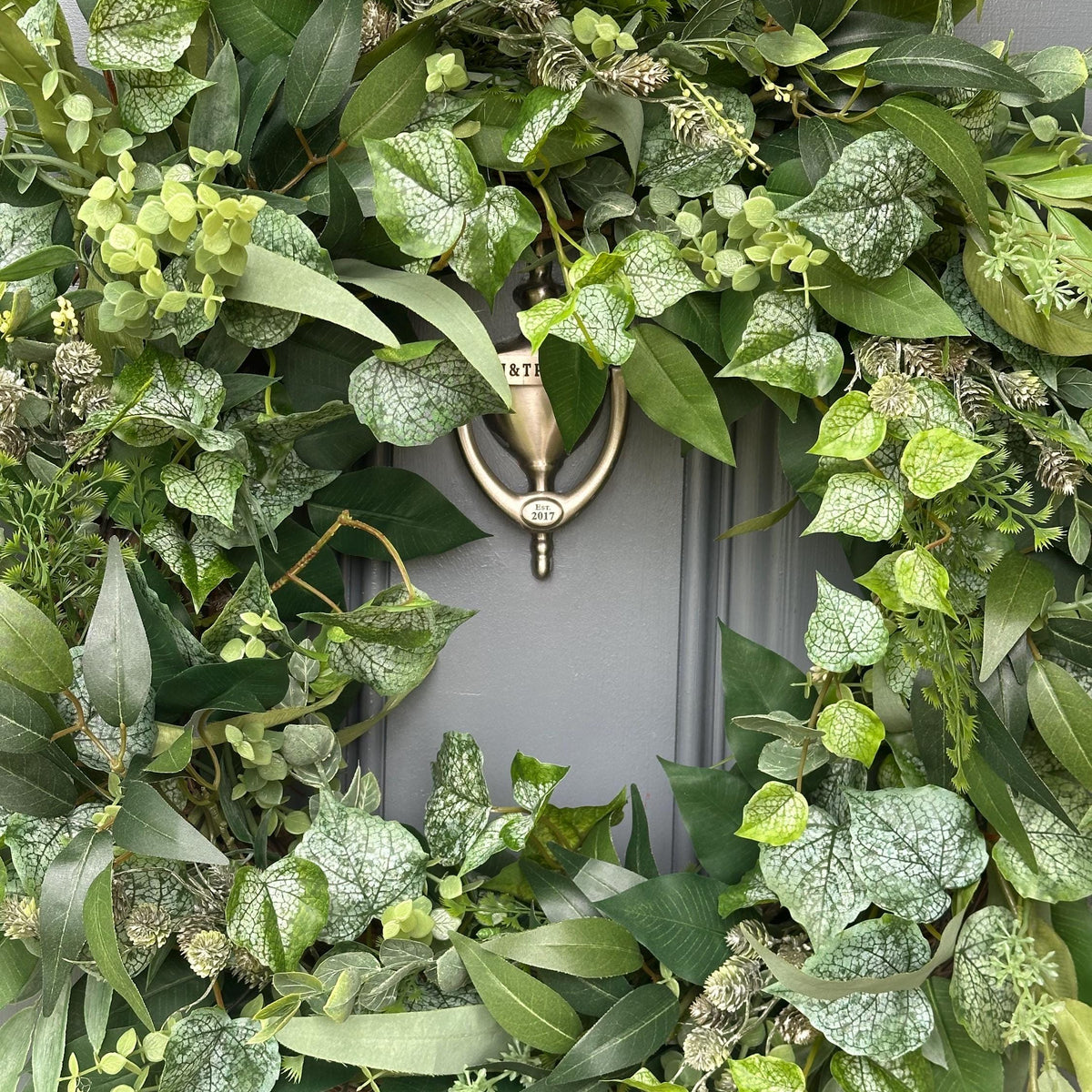 Eucalyptus year round greenery front door wreath comes with a 4th of July bow which can easily be changed for every season and holiday