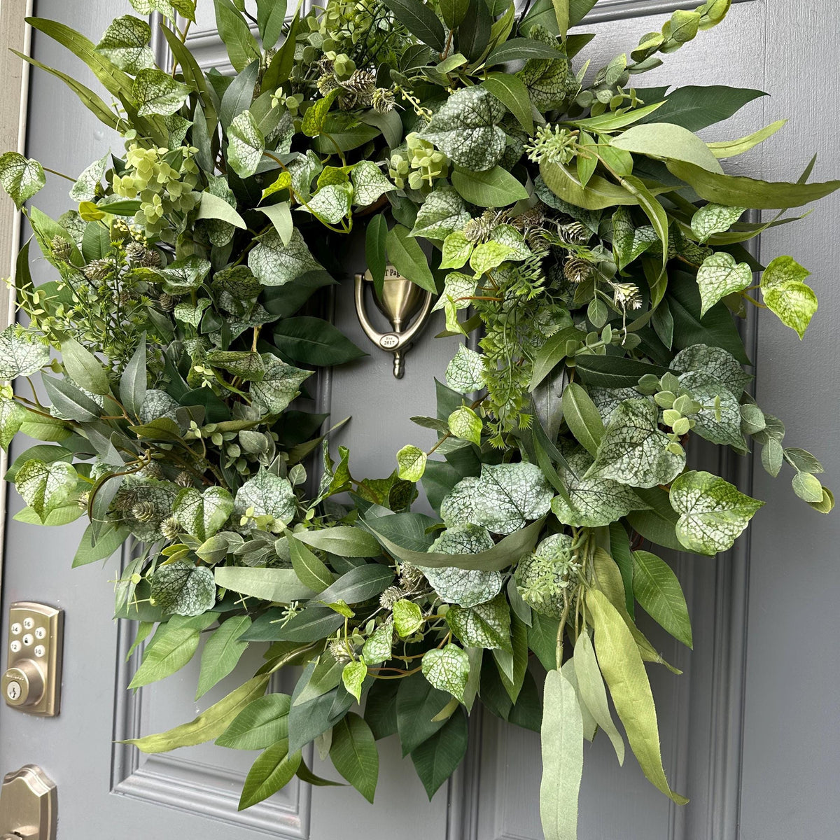 Eucalyptus year round greenery front door wreath comes with a 4th of July bow which can easily be changed for every season and holiday