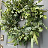 Eucalyptus year round greenery front door wreath comes with a 4th of July bow which can easily be changed for every season and holiday