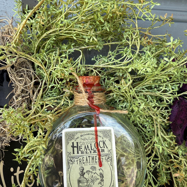 Halloween Wreath | Witch Decor | Magic | October 31 Decorations | Primitive Witch Wreath | Witch's Hat | Spooky | Leather Spell Book | BOO!