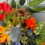 Colorful front door wreath, handcrafted unique design comes in three sizes! Country rustic farmhouse wreath, housewarming gift