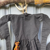 Primitive witch halloween wreath, 22”wide x 24” in length, hand sewn witch outfit hung on her broom, handcrafted witch decor, witchcraft