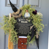 Halloween Wreath | Witch Decor | Magic | October 31 Decorations | Primitive Witch Wreath | Witch's Hat | Spooky | Leather Spell Book | BOO!