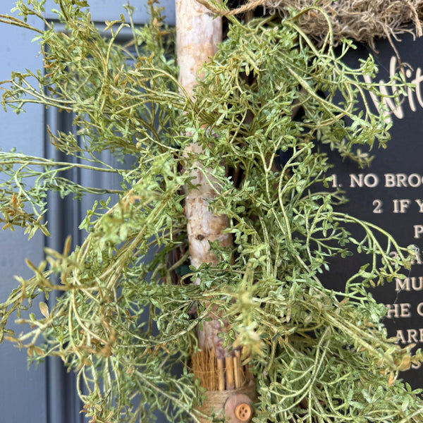 Halloween Wreath | Witch Decor | Magic | October 31 Decorations | Primitive Witch Wreath | Witch's Hat | Spooky | Leather Spell Book | BOO!