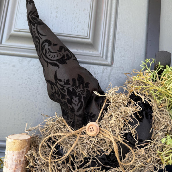 Halloween Wreath | Witch Decor | Magic | October 31 Decorations | Primitive Witch Wreath | Witch's Hat | Spooky | Leather Spell Book | BOO!