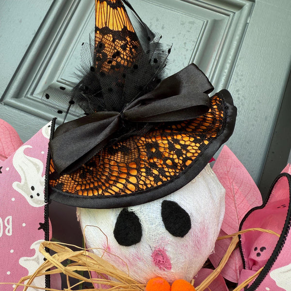 Pink Ghost Halloween Wreath | Halloween Decorations | October Pink Awareness Month Wreath | Cancer Awareness Month | Glam Ghost | 22”