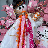 Pink Ghost Halloween Wreath | Halloween Decorations | October Pink Awareness Month Wreath | Cancer Awareness Month | Glam Ghost | 22”