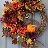 Table wood centerpiece, Thanksgiving table decor, harvest decoration, Autumn arrangement, farmhouse decor, housewarming/hostess gift 20x4x4