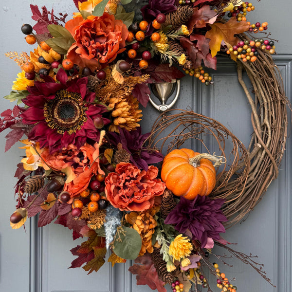 Table wood centerpiece, Thanksgiving table decor, harvest decoration, Autumn arrangement, farmhouse decor, housewarming/hostess gift 20x4x4