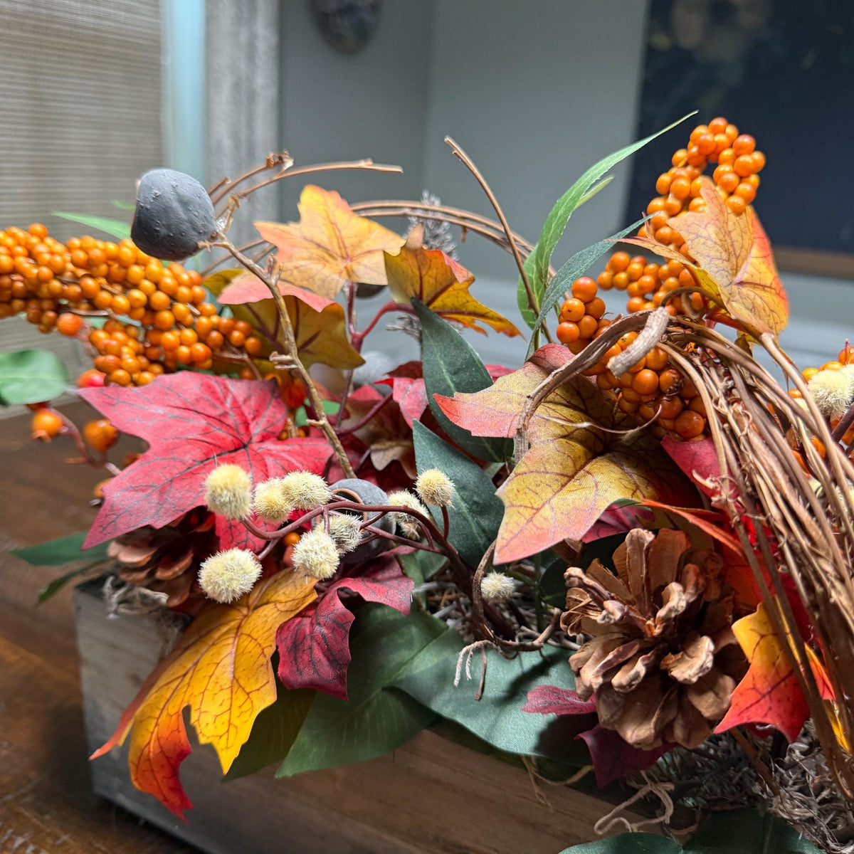 Table fall centerpiece, Thanksgiving table decor, Fall floral decor, Autumn arrangement, farmhouse decor, housewarming/hostess gift, 20x4x4
