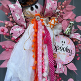 Pink Ghost Halloween Wreath | Halloween Decorations | October Pink Awareness Month Wreath | Cancer Awareness Month | Glam Ghost | 22”