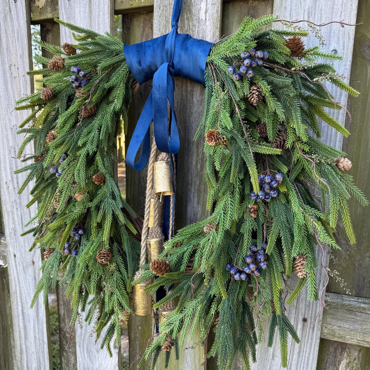 Front door winter wreath, Norfolk pine wreath, All season wreath, Housewarming gift, Farmhouse style wreath