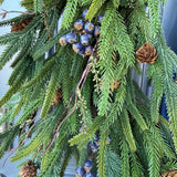 Front door winter wreath, Norfolk pine wreath, All season wreath, Housewarming gift, Farmhouse style wreath