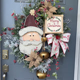 Santa wreath, Christmas wreath for front door, xmas wreath, Holiday wreath, Rustic Santa Wreath, Primitive Santa Wreath, Christmas decor xl