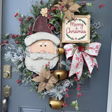 Santa wreath, Christmas wreath for front door, xmas wreath, Holiday wreath, Rustic Santa Wreath, Primitive Santa Wreath, Christmas decor xl