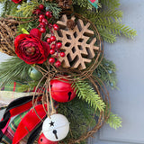 Christmas front door swag, Winter swag, Rustic swag, Traditional holiday door decor, Christmas pine decor, Wreath for front door 32” length