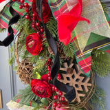 Christmas front door swag, Winter swag, Rustic swag, Traditional holiday door decor, Christmas pine decor, Wreath for front door 32” length