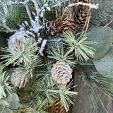 Winter wreath, Snowy basket for front door, Basket decor for entryway, Christmas gift for bird lovers, Christmas basket for nature lover 24”
