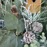 Winter wreath, Snowy basket for front door, Basket decor for entryway, Christmas gift for bird lovers, Christmas basket for nature lover 24”