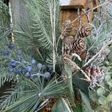 Winter wreath, Snowy basket for front door, Basket decor for entryway, Christmas gift for bird lovers, Christmas basket for nature lover 24”