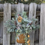 Winter Front Door Basket Wreath, Snowy Pine Birdhouse Basket, Christmas wreath decoration, Winter decor for door