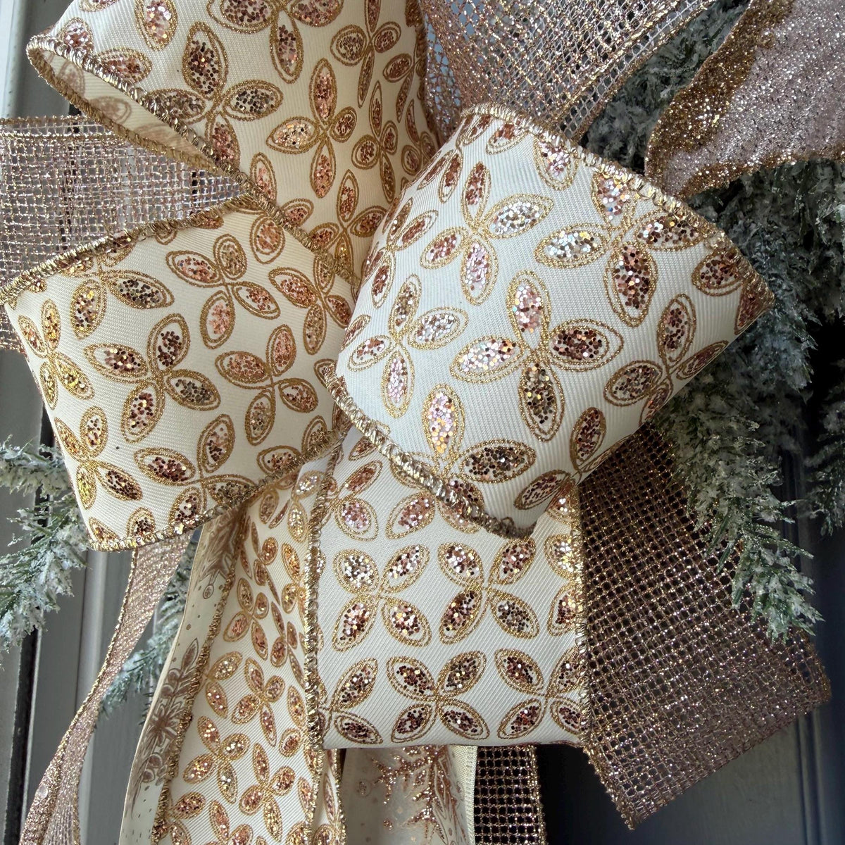 Christmas wreath for door, Snowy pine wreath with pink glitz and glam. Sparkly wreath design for front door, Holiday decor front door, 24”