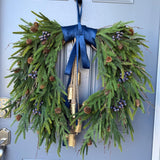 Front door winter wreath, Norfolk pine wreath, All season wreath, Housewarming gift, Farmhouse style wreath