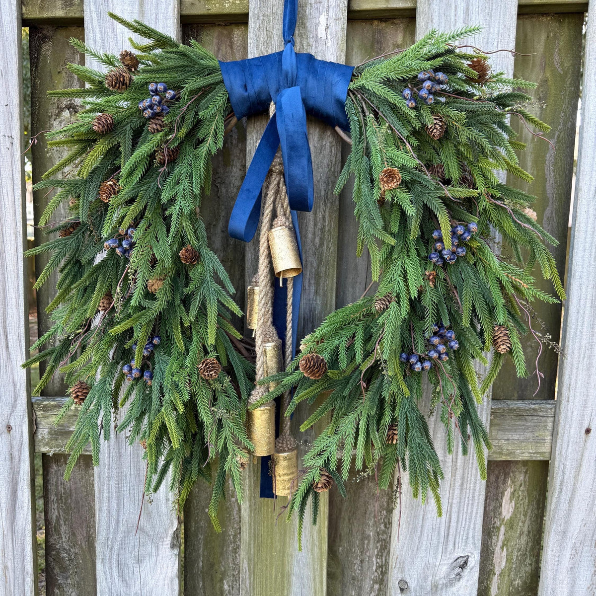Front door winter wreath, Norfolk pine wreath, All season wreath, Housewarming gift, Farmhouse style wreath