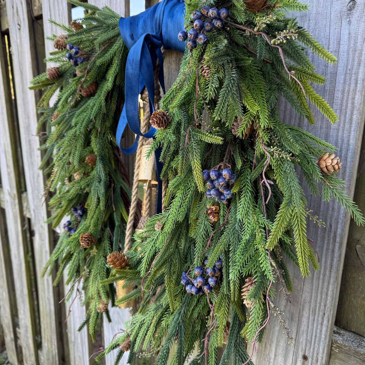 Front door winter wreath, Norfolk pine wreath, All season wreath, Housewarming gift, Farmhouse style wreath