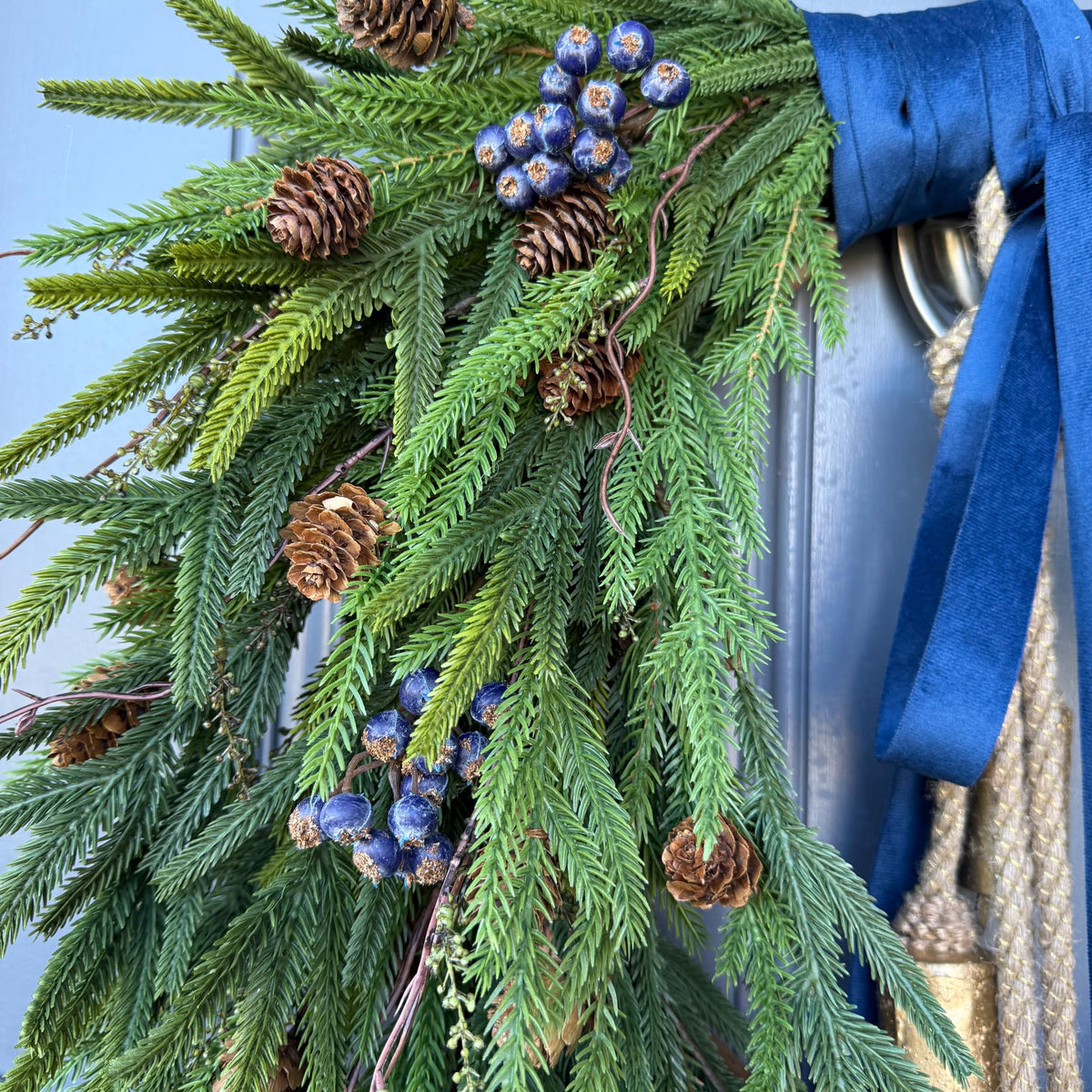 Front door winter wreath, Norfolk pine wreath, All season wreath, Housewarming gift, Farmhouse style wreath