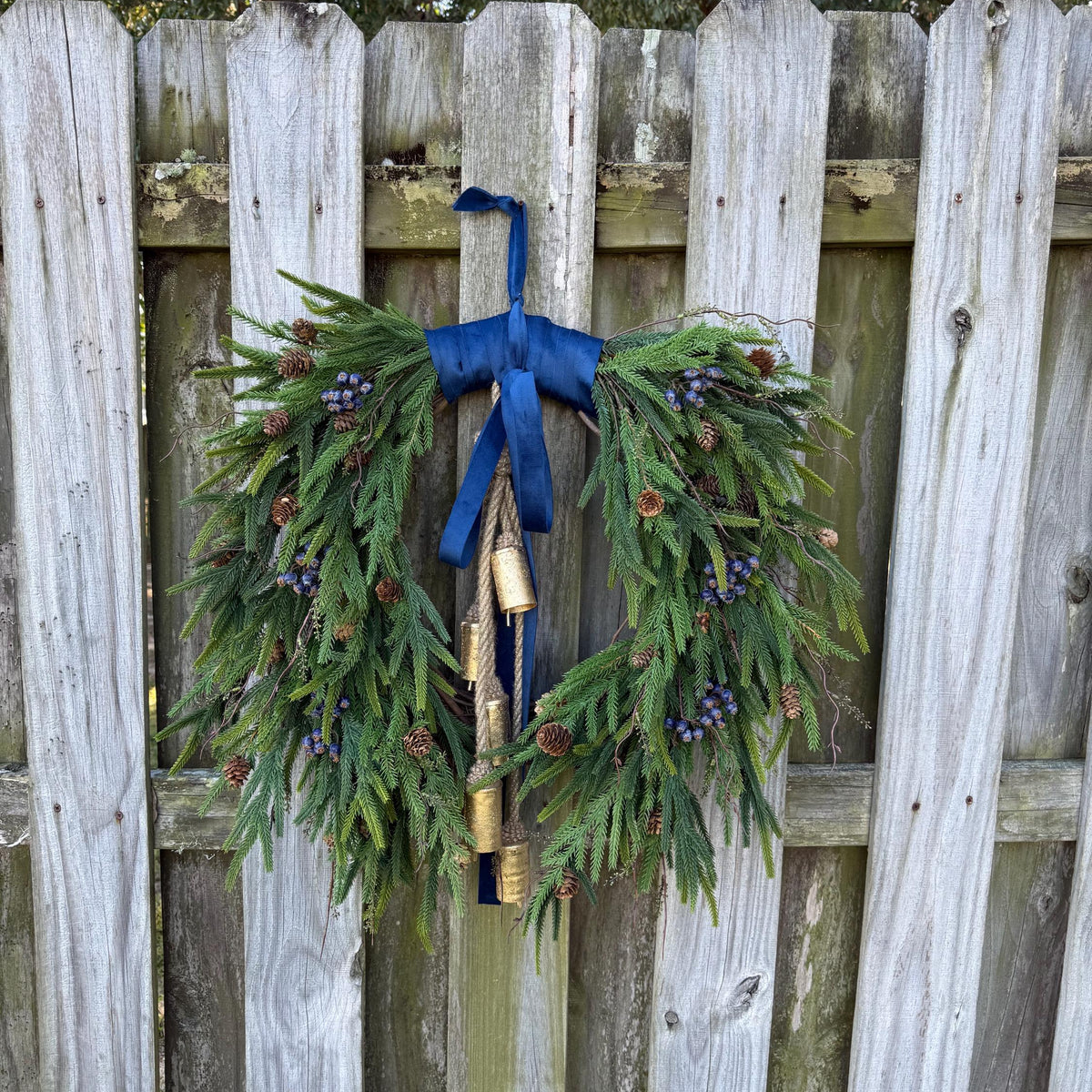 Front door winter wreath, Norfolk pine wreath, All season wreath, Housewarming gift, Farmhouse style wreath