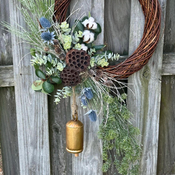 Winter front door wreath, Holiday wreath, Natural snowy wreath design, Home decor gift, Rustic icy wreath, 24” wreath