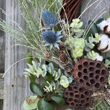 Winter front door wreath, Holiday wreath, Natural snowy wreath design, Home decor gift, Rustic icy wreath, 24” wreath