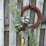 Winter front door wreath, Holiday wreath, Natural snowy wreath design, Home decor gift, Rustic icy wreath, 24” wreath